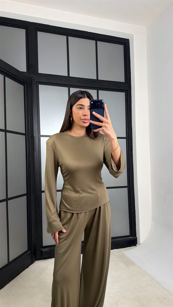 Haki Beli Ayarlanabilir Vatkalı Bluz Eşofman Takım GAUS-01307