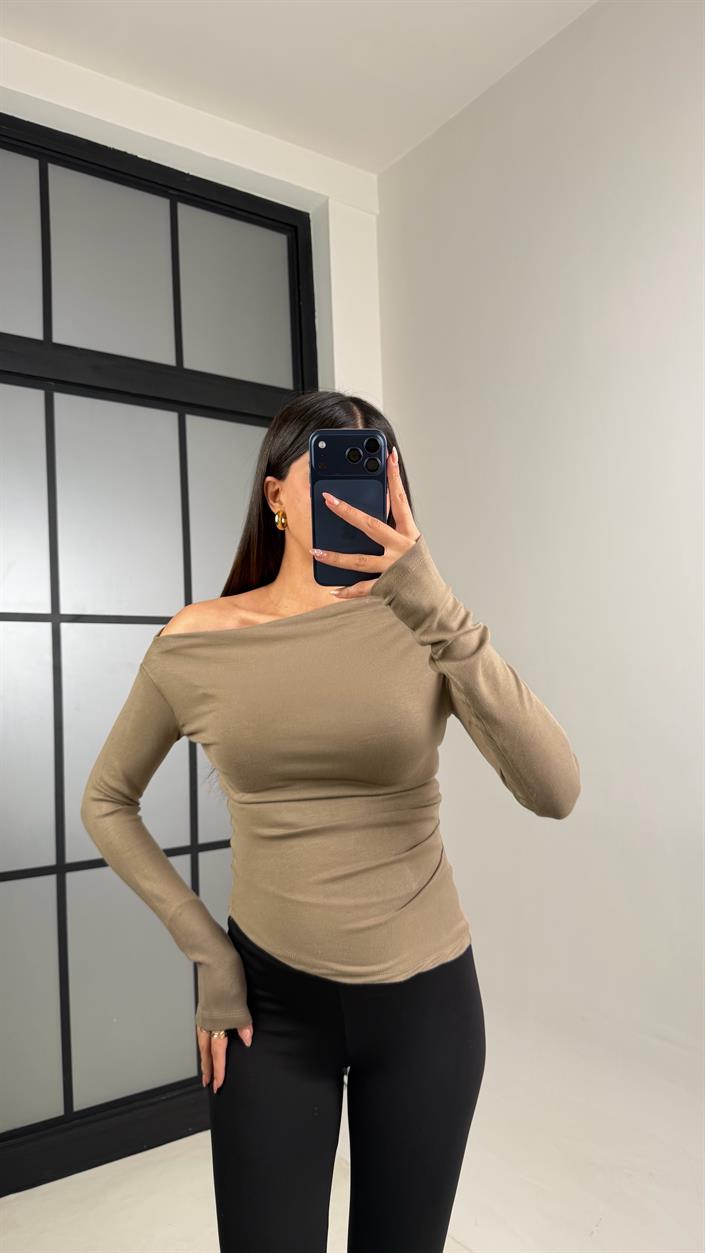 Vizon Kayık Yaka Örme Bluz GAUS-00872