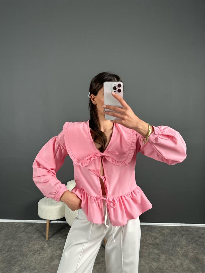 Pembe Viral Bebe Yaka Gömlek