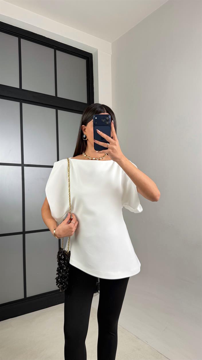 Beyaz Balon Kol Bluz GAUS-01126
