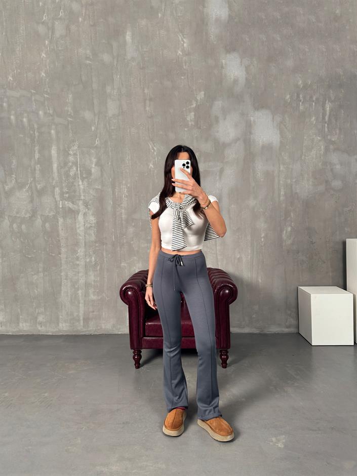 Lefko Antrasit ZR Model Çımalı İspanyol Paça Pantolon