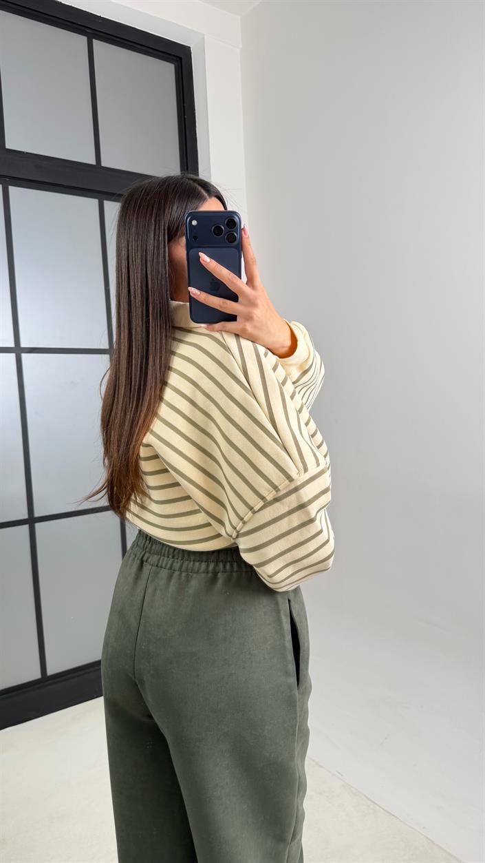 Haki Kuşaklı Süet Pantolon GAUS-00829