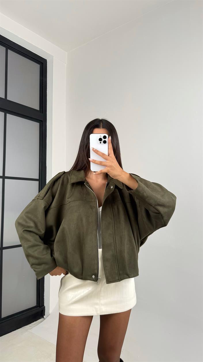 Haki Süet Premium Bomber Ceket GAUS-0088