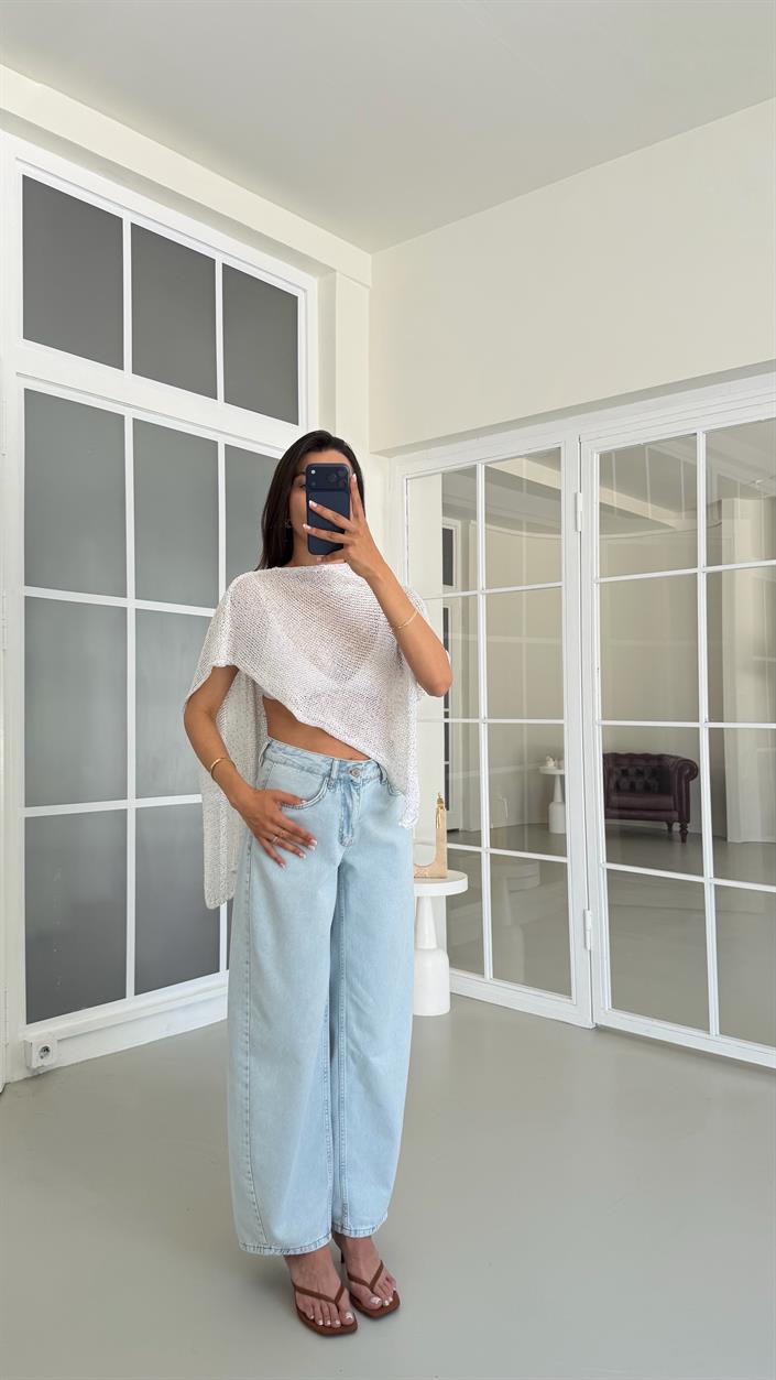 Buz Mavi Balon Tencel Denim Pantolon GAUS-01685