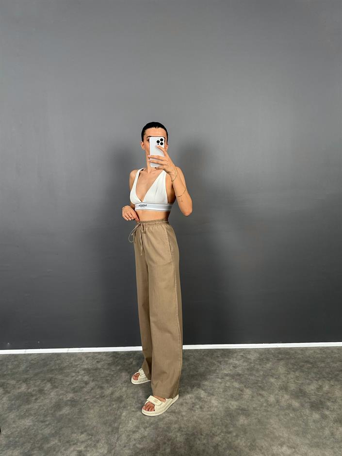 DK Kahverengi Astarlı Keten Pantolon 