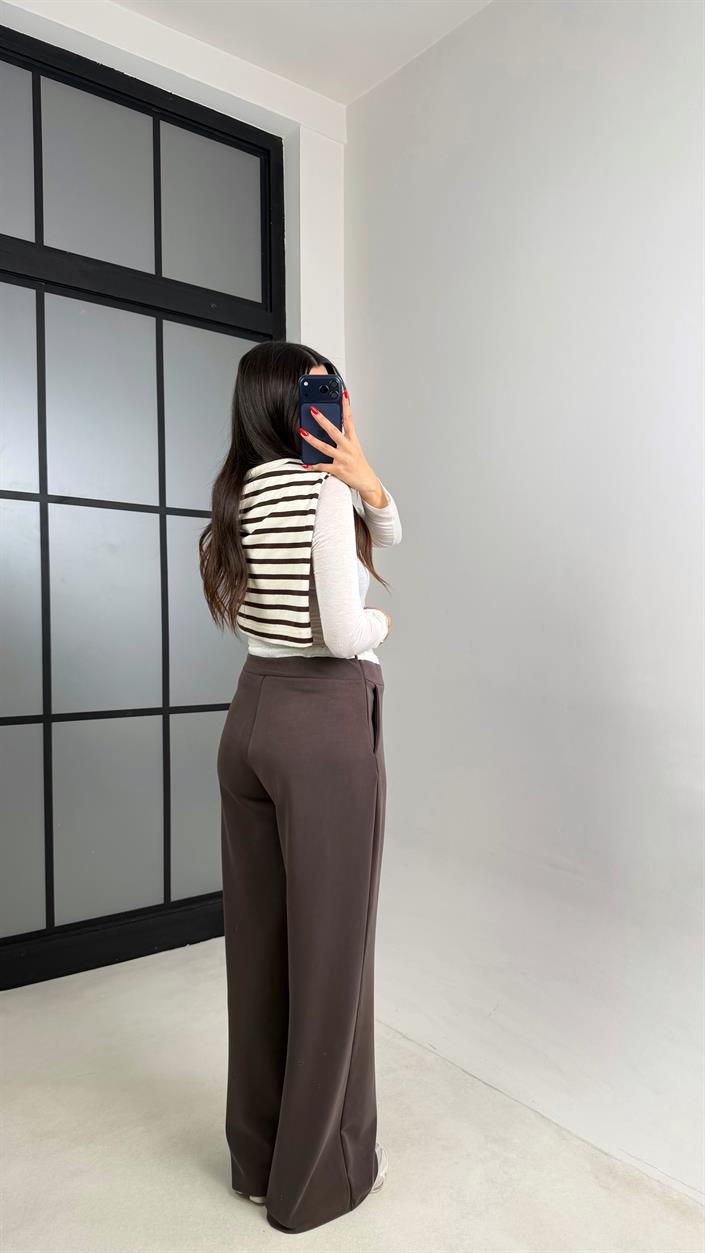 Kahve Beli Lastikli Modal Kumaş Pantolon GAUS-00914