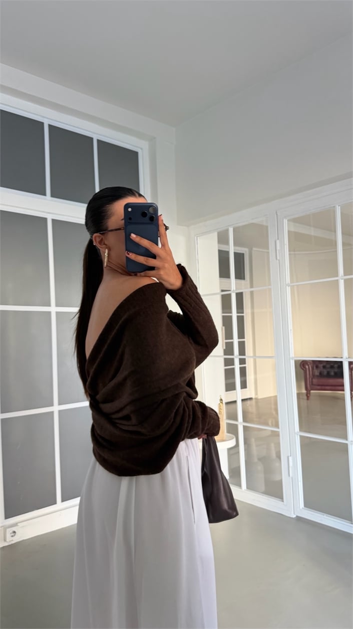 Kahve Pinterest Tasarım Hırka GAUS-02003