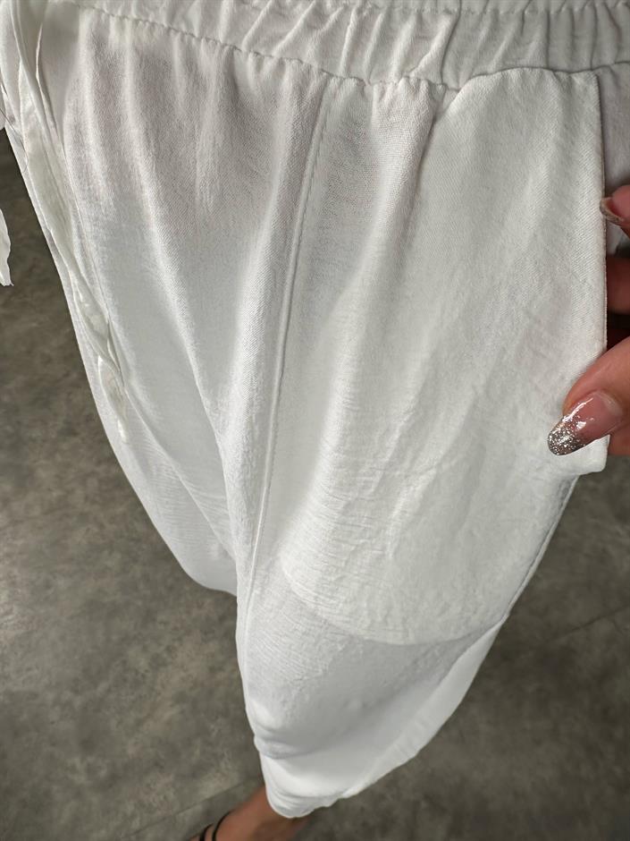 Arion Beyaz Ayrobin Keten Pantolon 