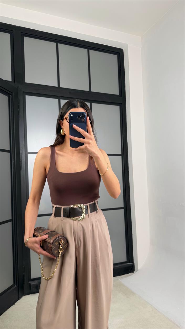 Vizon Kemerli Geniş Paça Pantolon GAUS-01339