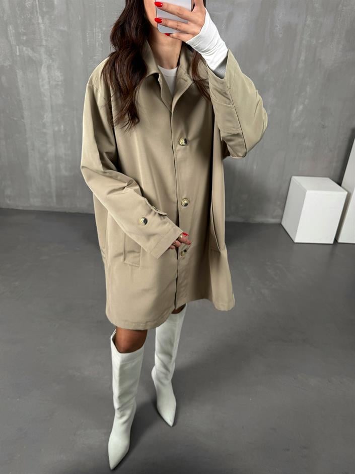 Raven Haki ORJ MD Etiketli Astarlı Atkı Detaylı Trençkot