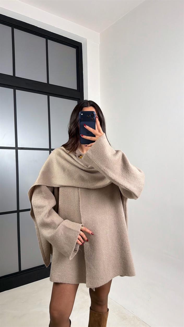 Vizon Şal Detaylı Triko Kazak GAUS-00774