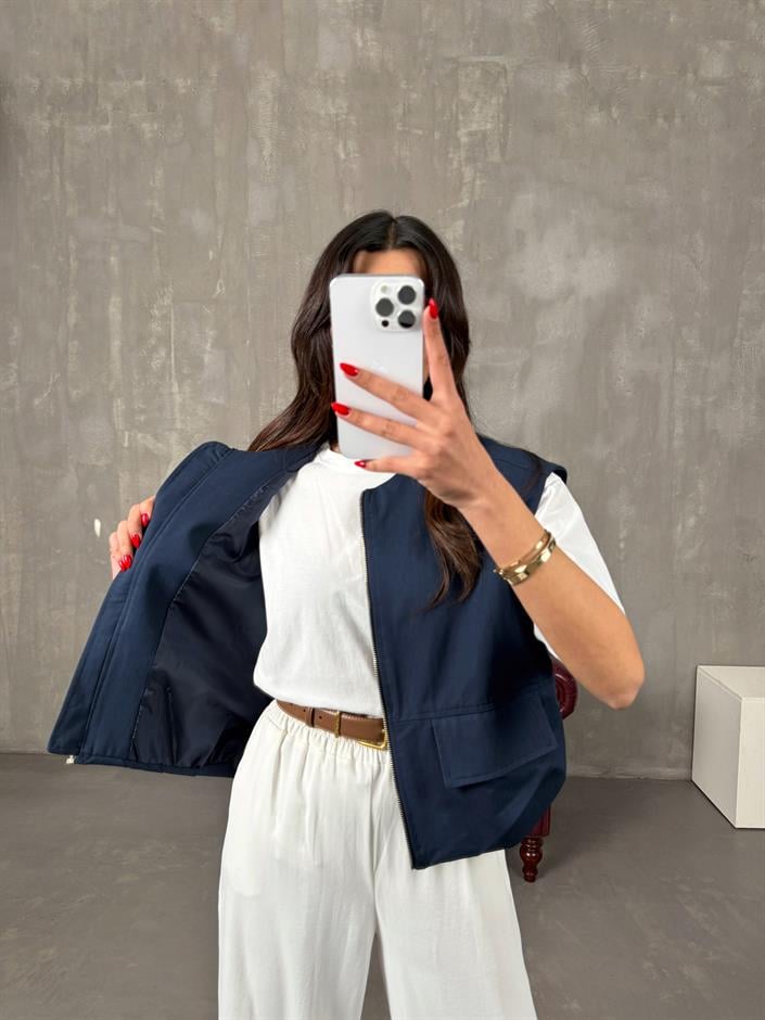 Nela Lacivert Astarlı Muadil Premium Yelek