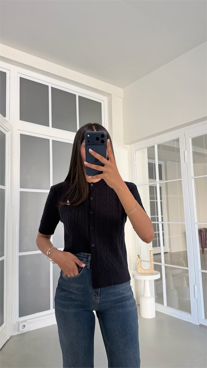Lacivert Muadil Triko Bluz GAUS-02088