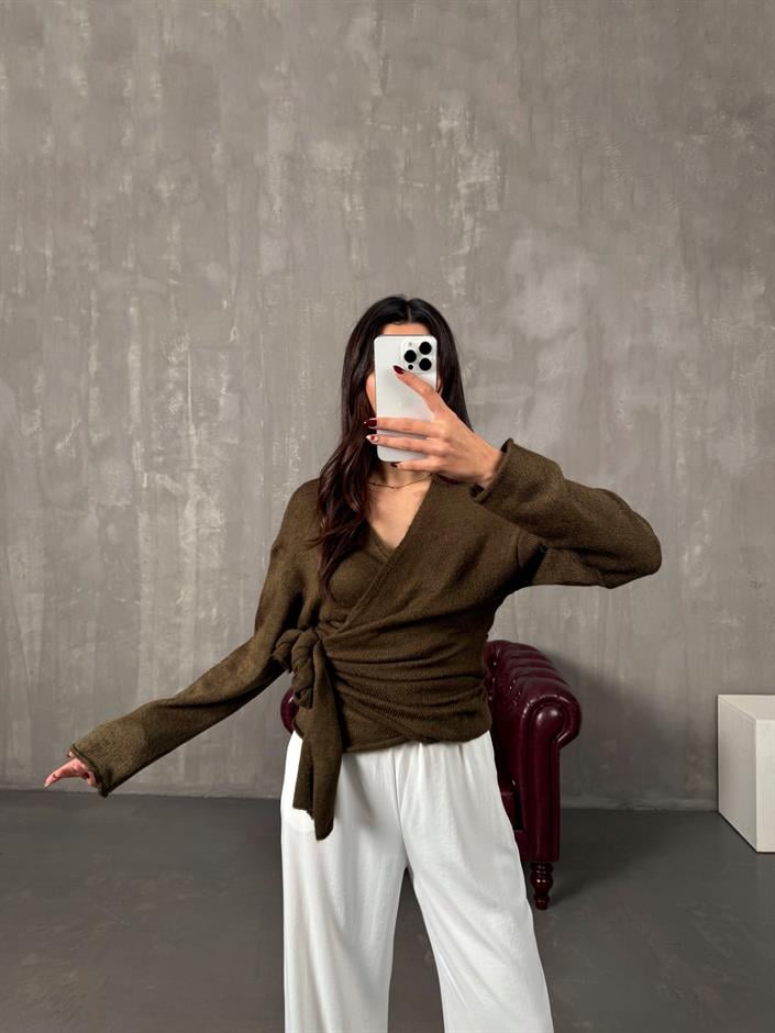 Zebby Kahve Yandan Bağlamalı Hırka