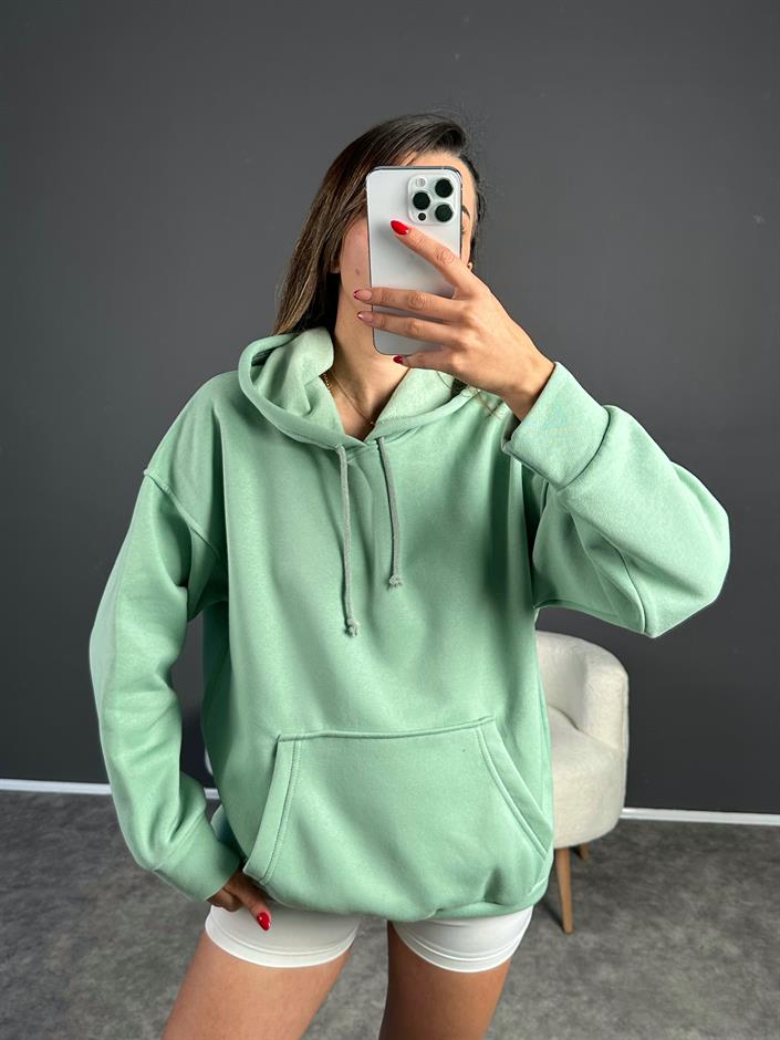 Su Yeşili Şardonlu Sweatshirt