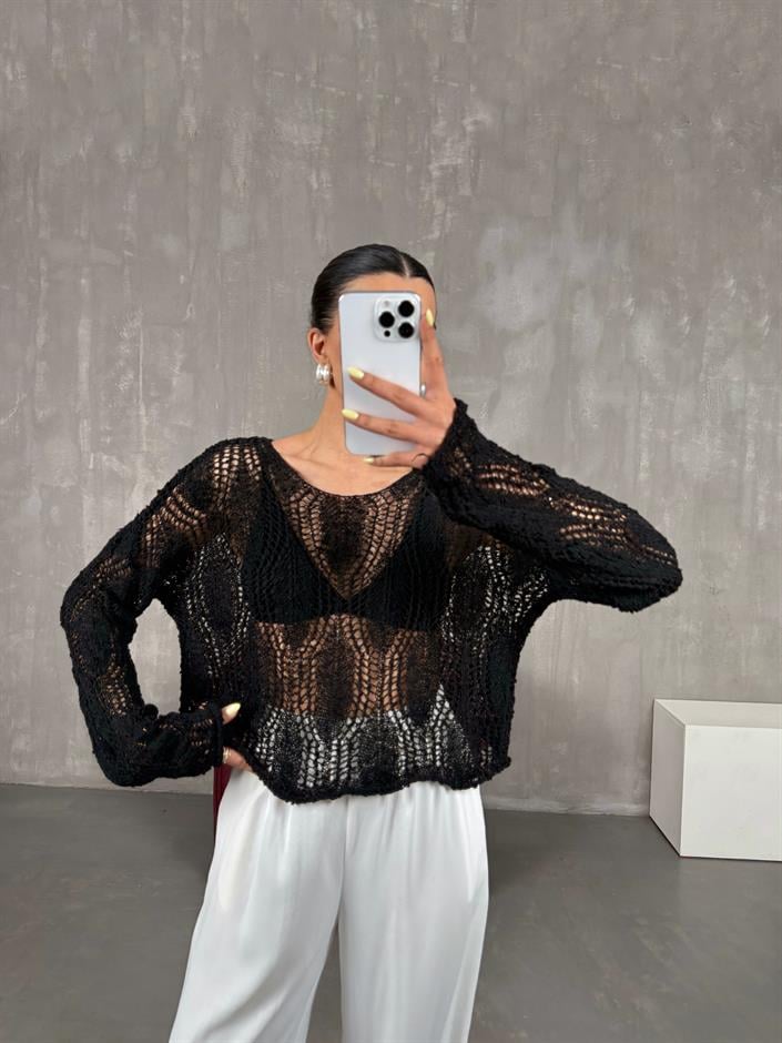 Siyah Ajurlu Triko Gaus00089