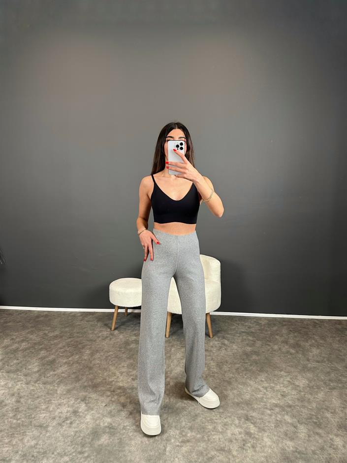 Hully Gri Yumoş Triko Pantolon