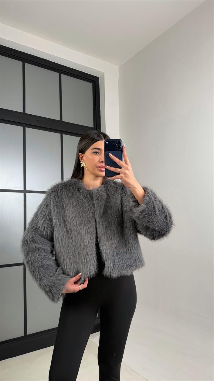 Füme Astarlı Muadil Crop Kürk GAUS-01103