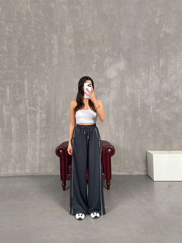 Antrasit Şeritli Modal Kumaş Eşofman Altı Gaus00180