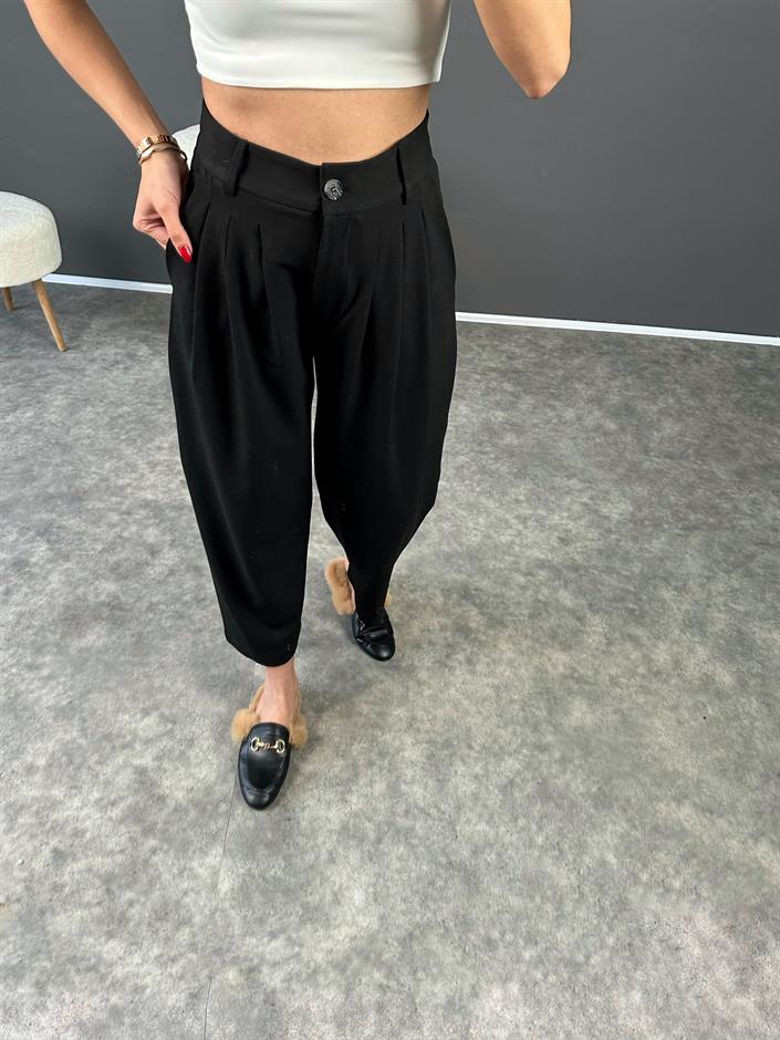 Alfonsa Siyah  Şalvar Pensli Pantolon