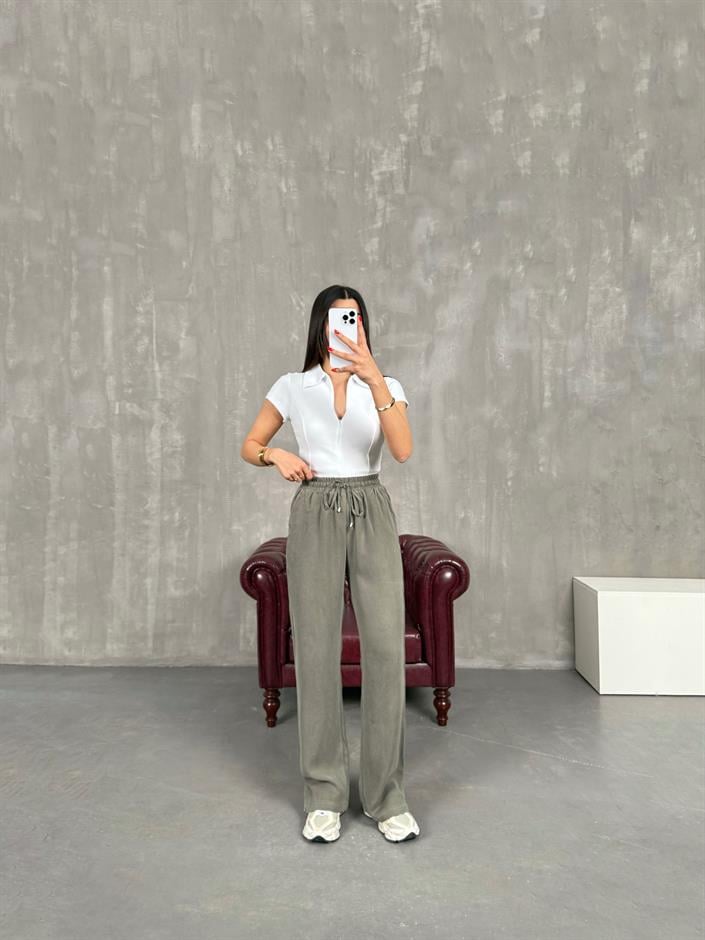 Haki Beli Lastikli MD Muadil Tensel Pantolon Gaus00190