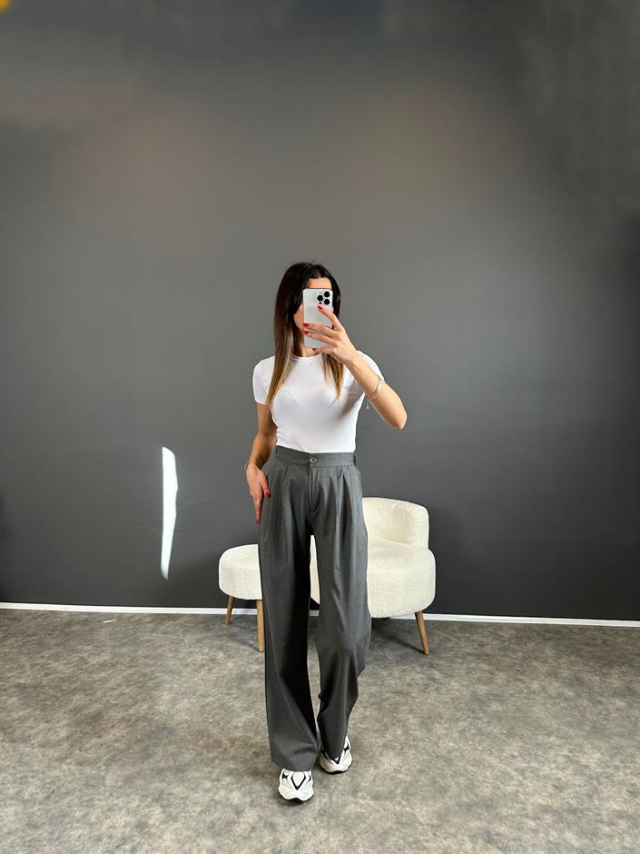 Pascal Gri Beli Lastikli Pantolon