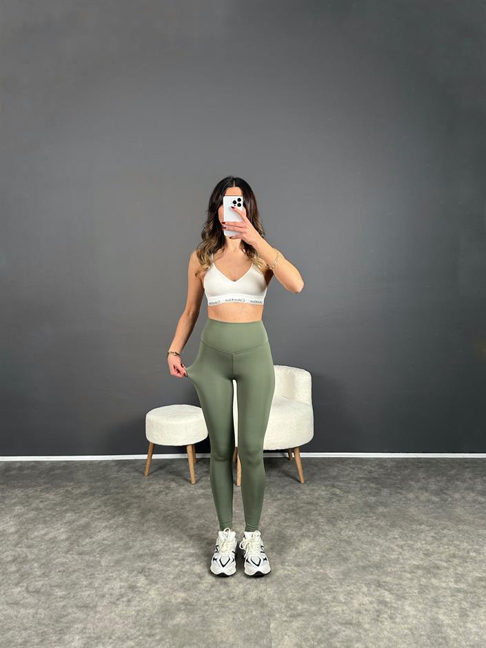 Oysh Haki Yeşil Şardonlu Tayt