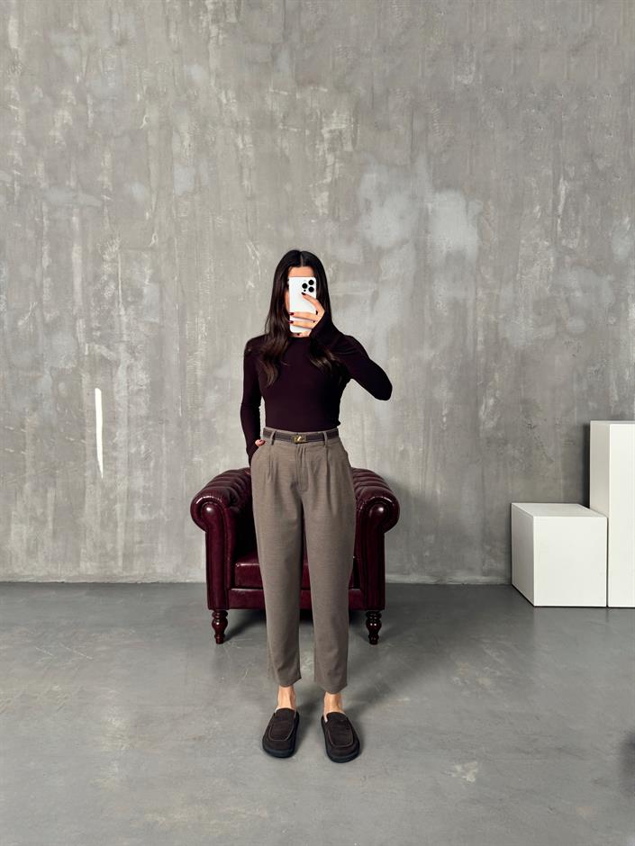 Nora Kahve Kumaş Pantolon