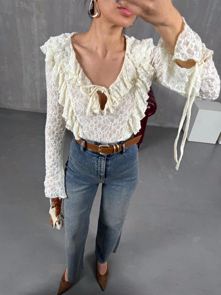 Koyu Mavi Kesik Paça Kemerli Jean Gaus00049