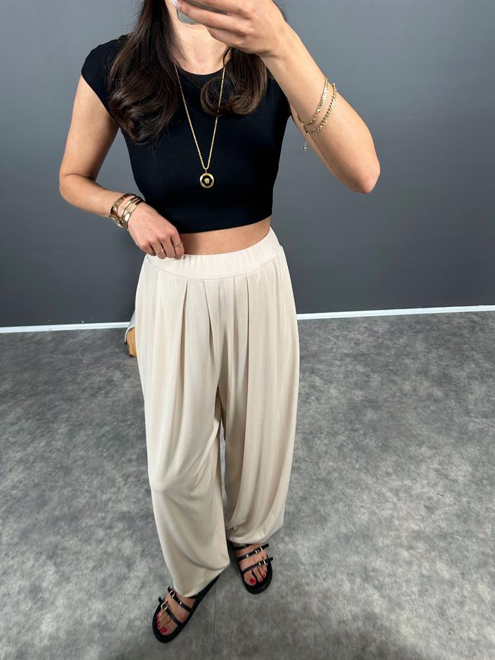 Brulle Bej Rahat Kesim Modal Dokuma Şalvar Pantolon