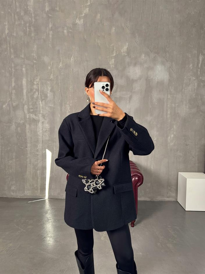 Dany Lacivert Astarlı Kaşe Blazer Ceket