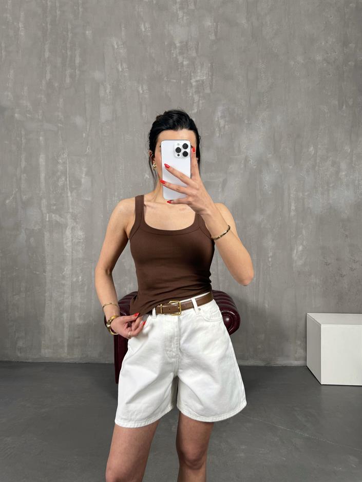 Kahve Askılı Crop Gaus00220