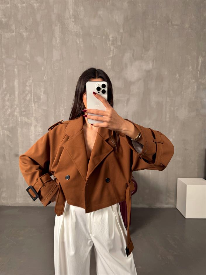 Stela Taba Astarlı Kısa Trençkot