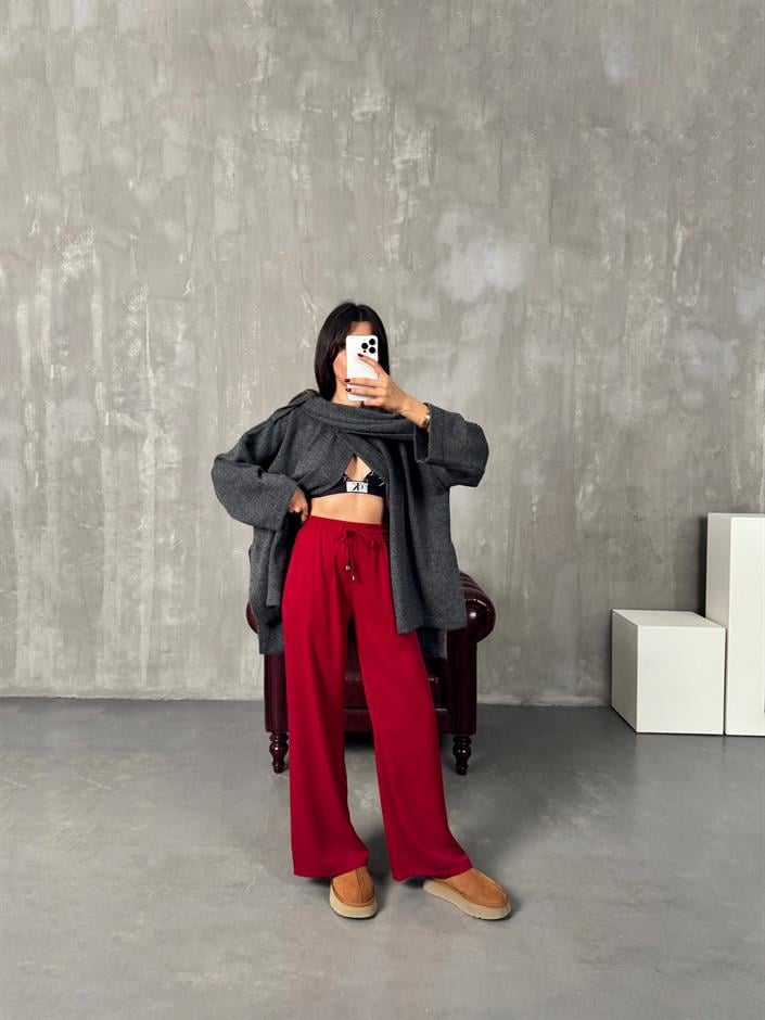 Sima Bordo Beli Lastikli Ayrobin Pantolon