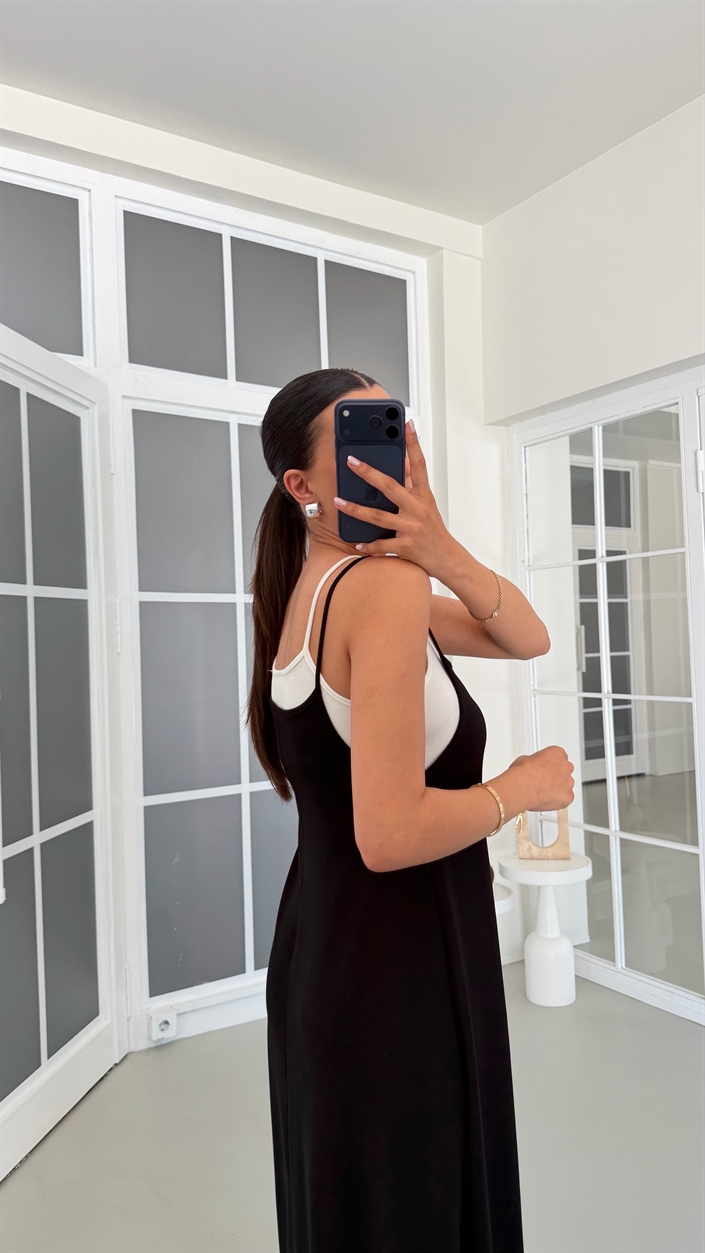 Siyah Atlet Detaylı Tasarım Elbise GAUS-01737
