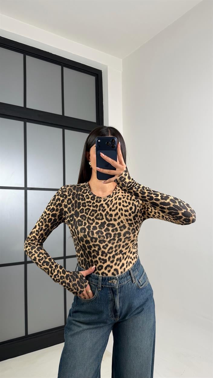 Leopar Çıtçıtlı Basic Bodysuit GAUS-00826
