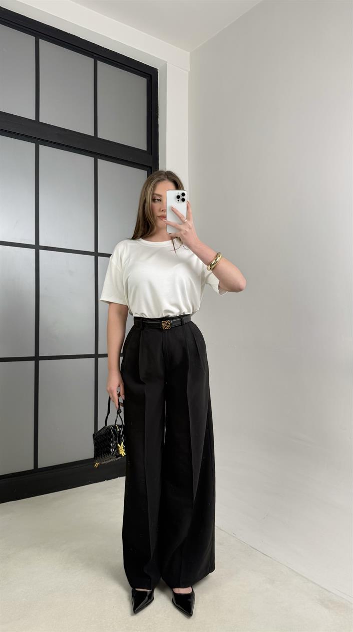 Siyah Cep Detaylı Tencel Pantolon GAUS-00992