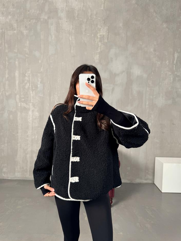 Hines Siyah Astarlı Peluş Mont