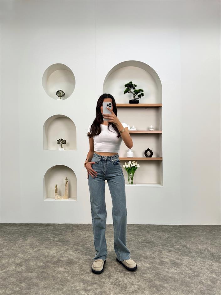 Riva Açık Mavi ZR Model Kesik Paça Palazzo Jean