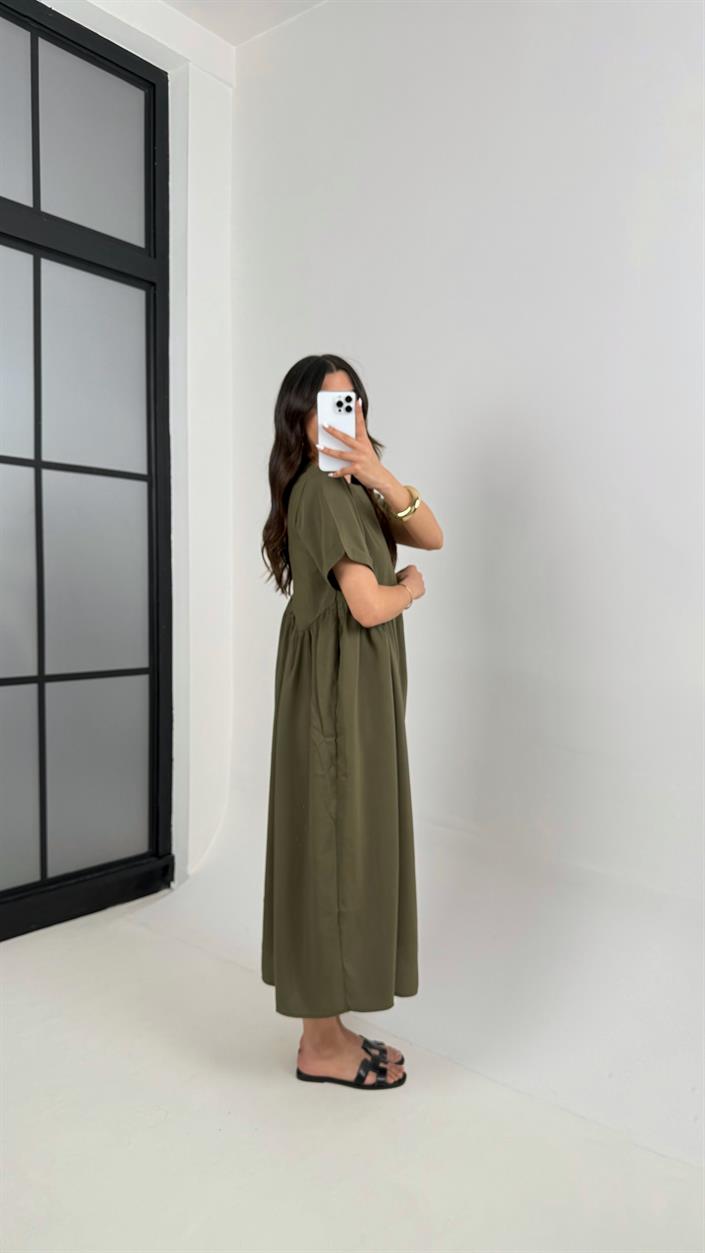 Haki Altı Balon Tencel Pinterest Elbise Gaus00388