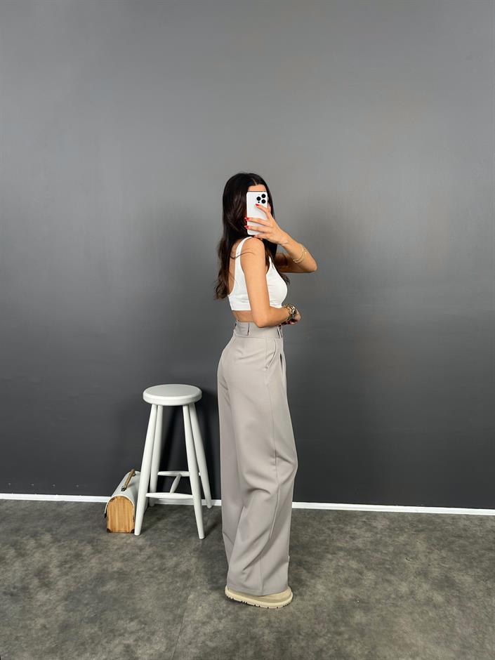 Fado Gri Kumaş Palazzo Pantolon