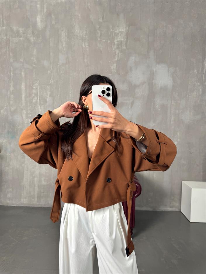 Stela Taba Astarlı Kısa Trençkot