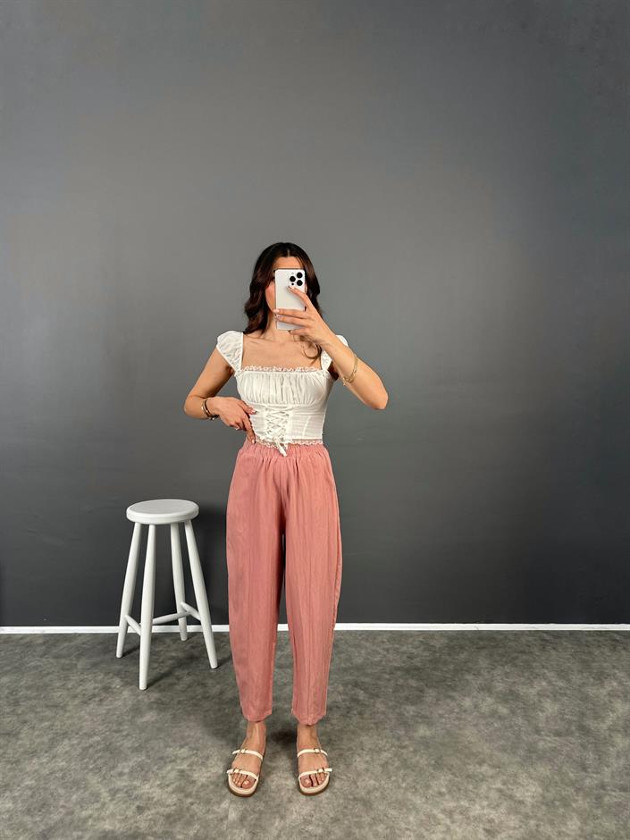 Nien Pudra Tensel Kumaş Şalvar Pantolon