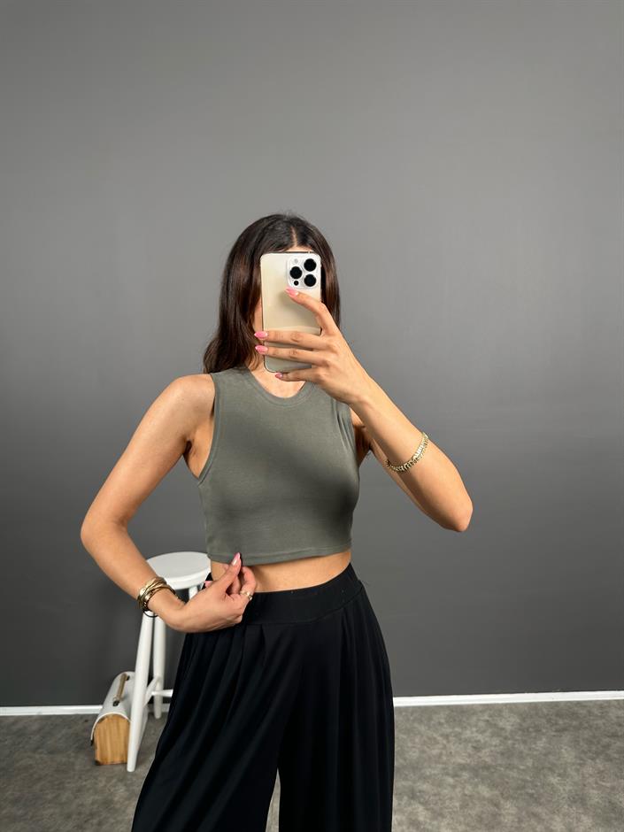 Lex Haki Sıfır Kol Crop