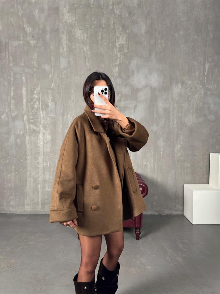 Giso Taba Astarlı Premium Kaşe Kaban