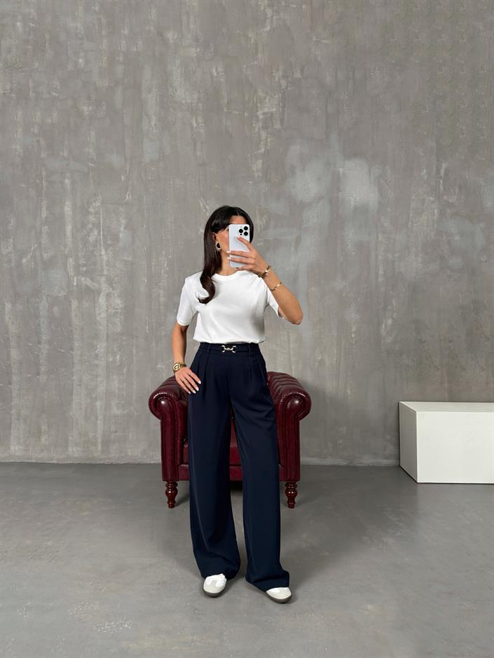 Lones Lacivert Kemer Detaylı Pantolon