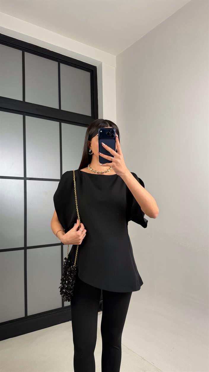 Siyah Balon Kol Bluz GAUS-01126