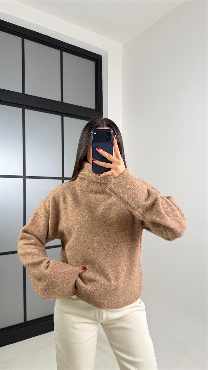 Camel MD Muadil Balıkçı Yaka Triko Kazak GAUS-00740