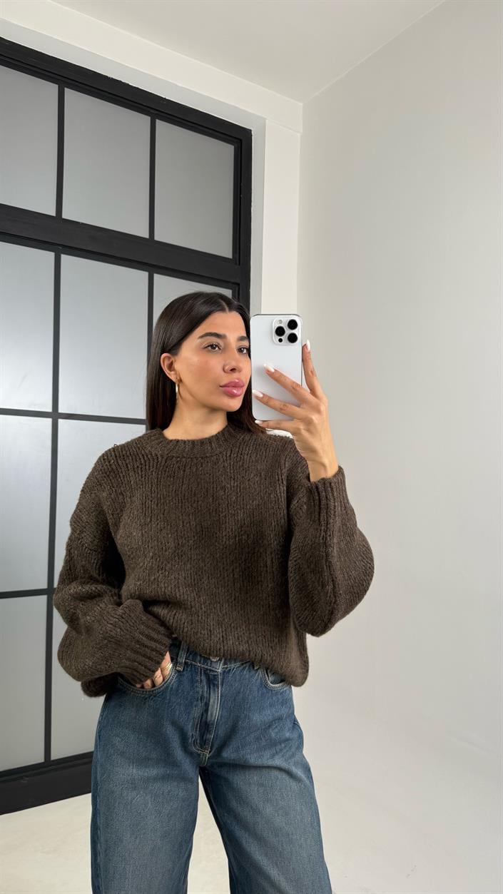 Kahve Örgü Kazak GAUS-00511