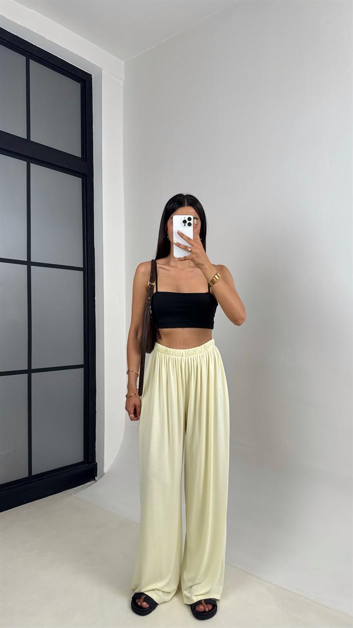 Sarı Beli Lastikli Modal Kumaş Pantolon Gaus00668